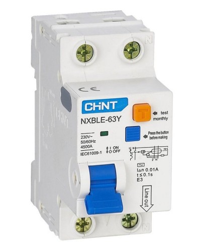 NXBLE-63Y (R) 1п+N C 6А 30мА электронный тип AC 4.5кА CHINT (105540). Автоматический выключатель дифференциального тока. CHINT во Владивостоке