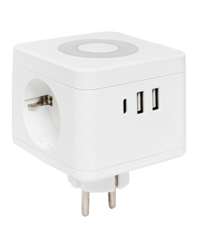 Тройник Куб 2 гнезда 2USB 2,4А+Type C + Ночник. Тройник Куб. EKF во Владивостоке