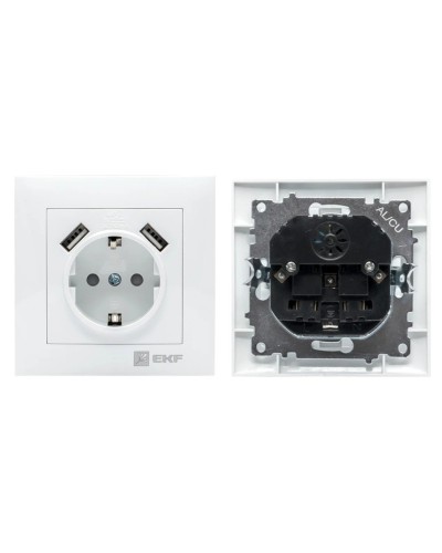 Валенсия розетка 1-местная с/з 16А (EWR16-028-10-2USB). Розетка 1-местная с/з 16А. EKF во Владивостоке