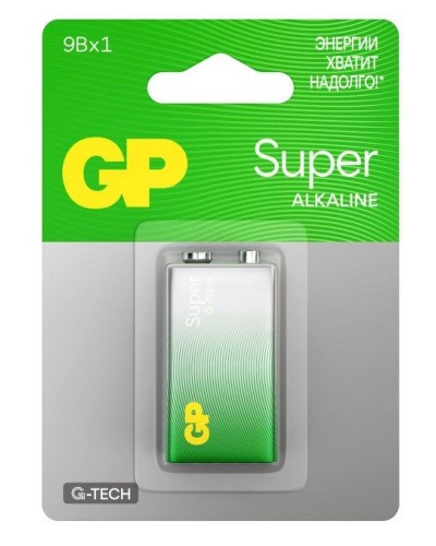 GP Super Alkaline 9V Крона (GP 1604AA21-5CRSBC1), БЛИСТЕР. Алкалиновая батарейка. GP Batteries во Владивостоке