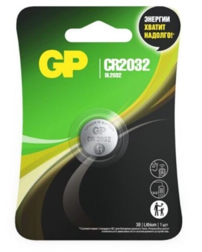 GP Lithium CR2032 (GP CR2032-2CRU1 10/600), БЛИСТЕР. Литиевая дисковая батарея. GP Batteries во Владивостоке