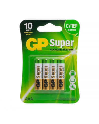 GP Super Alkaline 24A AAA (GP 24A-2CR4), упак. 4 шт. БЛИСТЕР. Алкалиновые батарейки. GP Batteries во Владивостоке