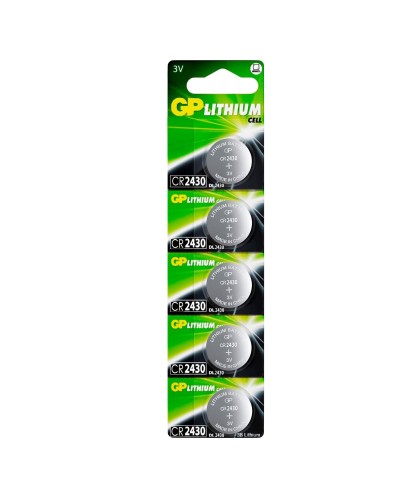 GP Lithium CR2430 (GP CR2430-2C5 100/1000), упак. 5 шт. БЛИСТЕР. Литиевые дисковые батарейки. GP Batteries во Владивостоке