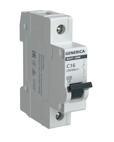 GENERICA ВА47-29М 1P C 16А 4,5кА (MVA21-1-016-C-G). Автоматический выключатель. IEK во Владивостоке