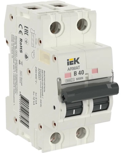 M06N 2P B 40А 6кА ARMAT (AR-M06N-2-B040). Автоматический выключатель. IEK во Владивостоке