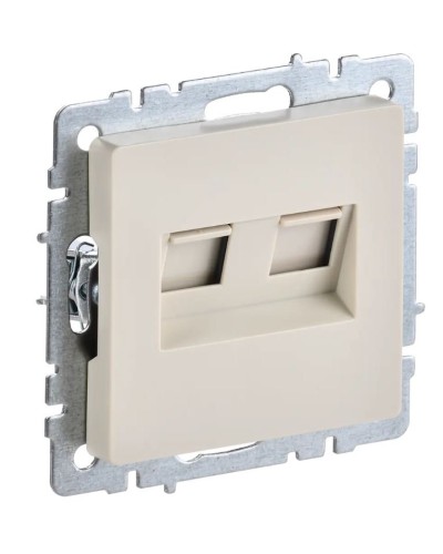 Розетка RJ45 РК10-2-БрКр кат.5E, бежевый BRITE (BR-K20-1-K10). Розетка компьютерная двойная. IEK во Владивостоке