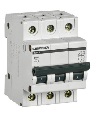 GENERICA ВА47-29 3P C 25А 4,5кА (MVA25-3-025-C). Автоматический выключатель. IEK во Владивостоке