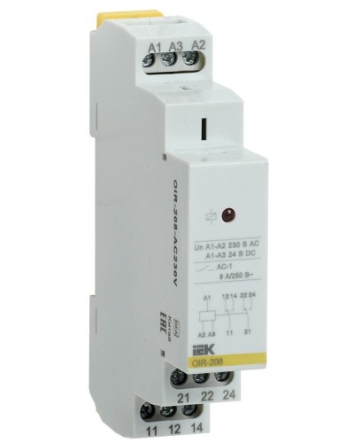 Реле промежуточное модульное OIR 2 контакта 8А 230В AC (OIR-208-AC230V). Реле промежуточное модульное. IEK во Владивостоке