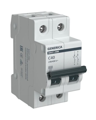 GENERICA ВА47-29М 2P C 40А 4,5кА (MVA21-2-040-C-G). Автоматический выключатель. IEK во Владивостоке
