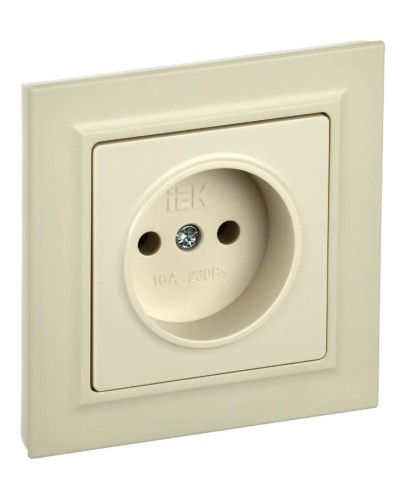 Розетка без з/к в сборе РСР10-1-0-БрКр бежевый BRITE (BR-R10-10-K10-F). Розетка без заземления без защитных шторок. IEK во Владивостоке