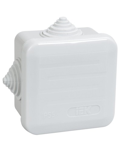 Коробка распаячная КМ41236 70х70х40 открытой проводки IP44 4 гермоввода серая (UKOZ11-070-070-040-K41-44). Коробка распаячная безгалогенная (HF) с защелкивающейся крышкой. IEK во Владивостоке