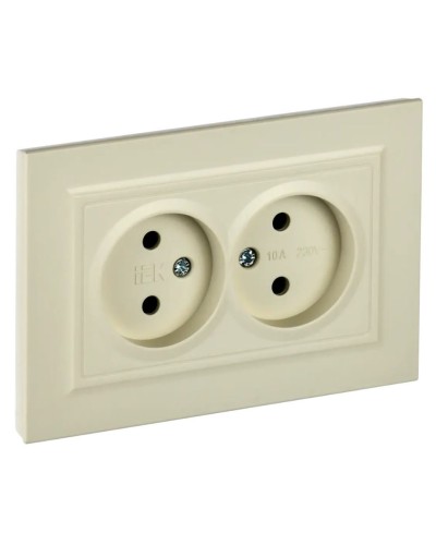 Розетка 2-местная без з/к РС12-2-БрКр бежевый BRITE (BR-R20-10-K10-F). Розетка без заземления без защитных шторок в сборе. IEK во Владивостоке