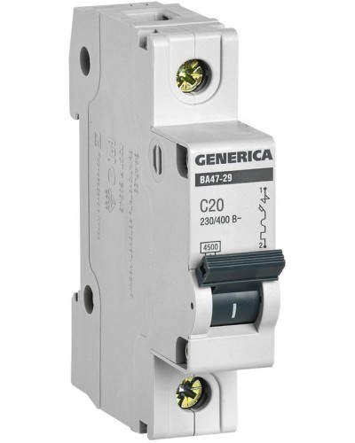 GENERICA ВА47-29 1P C 20А 4,5кА (MVA25-1-020-C). Автоматический выключатель. IEK во Владивостоке