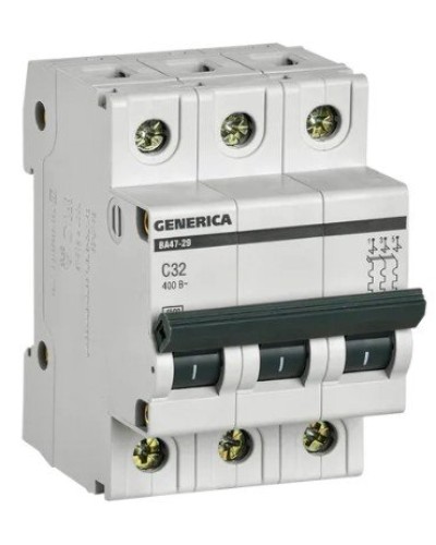 GENERICA ВА47-29 3P C 32А 4,5кА (MVA25-3-032-C). Автоматический выключатель. IEK во Владивостоке