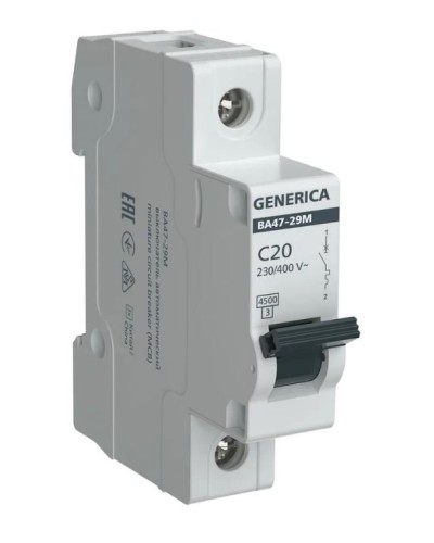 GENERICA ВА47-29М 1P C 20А 4,5кА (MVA21-1-020-C-G). Автоматический выключатель. IEK во Владивостоке