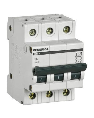 GENERICA ВА47-29 3P C 6А 4,5кА (MVA25-3-006-C). Автоматический выключатель. IEK во Владивостоке
