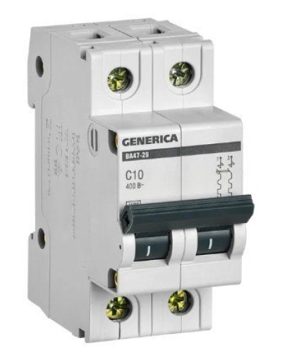 GENERICA ВА47-29 2P C 10А 4,5кА (MVA25-2-010-C). Автоматический выключатель. IEK во Владивостоке