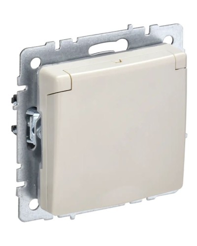 Розетка с з/к РСбш10-3-44-БрКр бежевый BRITE (BR-R16-16-44-K10). Розетка с заземлением с защитными шторками и крышкой. IEK во Владивостоке