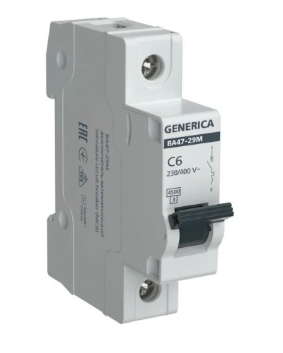 GENERICA ВА47-29М 1P C 6А 4,5кА (MVA21-1-006-C-G). Автоматический выключатель. IEK во Владивостоке