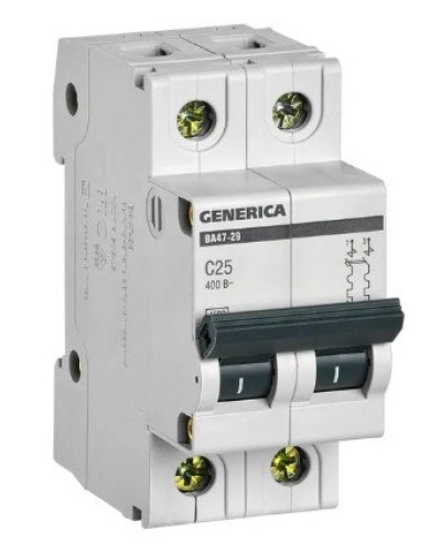GENERICA ВА47-29 2P C 25А 4,5кА (MVA25-2-025-C). Автоматический выключатель. IEK во Владивостоке