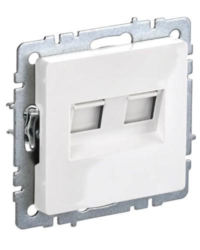 Розетка RJ45 РК10-2-БрБ кат.5E, белая BRITE (BR-K20-1-K01). Розетка компьютерная двойная. IEK во Владивостоке