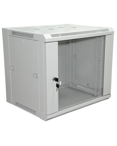 Шкаф телекоммуникационный 19 настенный 9U 600×450×500 мм (ШxГxВ) - передняя дверь стекло, боковые стенки съемные (разобранный) RAL 7035 (04-2201). Шкаф телекоммуникационный 19 настенный 9U. Rexant во Владивостоке