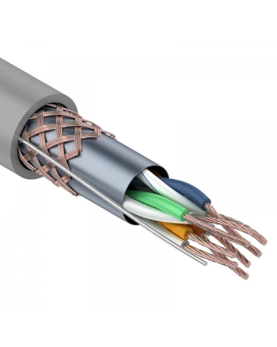 SF/UTP, CAT 5e, PVC, 4PR, 24AWG, INDOOR, STRANDED, серый, 305м, REXANT (01-0343). Кабель «витая пара» (LAN) для структурированных систем связи. Rexant во Владивостоке