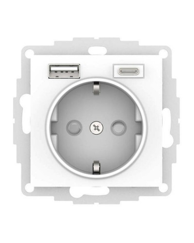 AtlasDesign розетка 1-местная с 2 USB A+C, скрытой установки, механизм, белый (ATN000132). Розетка с USB. Systeme Electric во Владивостоке