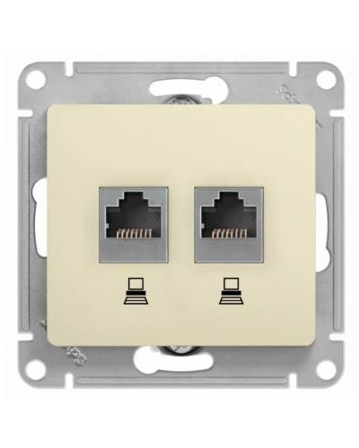 Glossa розетка RJ11+RJ45, 2-местная, кат. 5Е, скрытой установки, механизм, бежевый (GSL000285). Розетка компьютерная + телефонная. Systeme Electric во Владивостоке