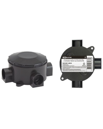 Распаячная коробка ОП D80х35мм, IP42, 3-х рожковая, черная TDM (SQ1401-4054). Распаячная коробка ОП. TDM ЕLECTRIC во Владивостоке