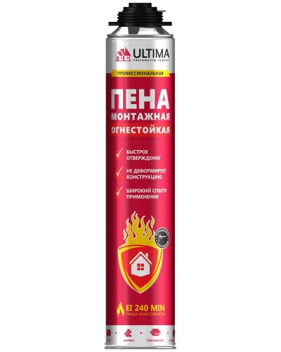 Пена огнестойкая ULTIMA PRO, 750 мл. Пена монтажная профессиональная. ULTIMA во Владивостоке