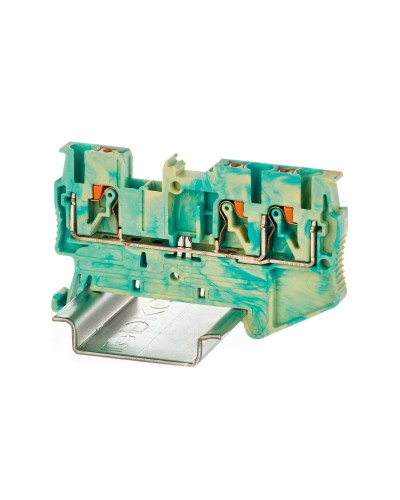 Клемма заземления, 3 точки подключения, 2.5 кв.мм (VPR-2.5-TWIN-PE-YG). Клемма заземления, зажим push-in. ДКС во Владивостоке