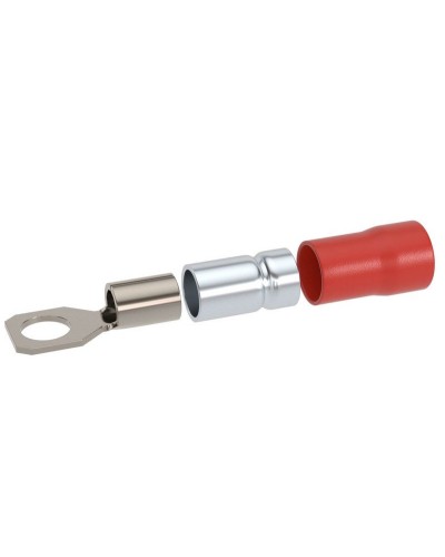 Наконечник НКИ 0,25-1,5 М4 (D4,3мм) с отверстием под винт (100 шт) (2A4P-DS-PVC). Наконечник с отверстием под винт и изолированным фланцем ПВХ, двойная гильза. ДКС во Владивостоке
