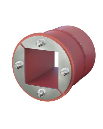 Проходка круглая, нержавеющая, D125х70 мм с проемом 80х80 мм (DXF3124): Проходка круглая, нержавеющая, с проёмом во Владивостоке