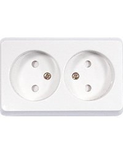 Розетка двойная открытой установки без з/к, бежевый, LK Standard (813601). Розетка без заземляющих контактов с защитными шторками. Экопласт во Владивостоке
