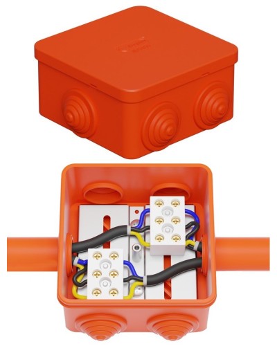 Коробка JBS080 85х85х50, 6 вых., 3P (0,15-4,0 мм²) (43101HF). Коробка монтажная, огнестойкая, без галогена. Экопласт во Владивостоке