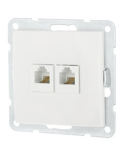 Розетка телефонная двойная 2xRJ-12 с накладкой, белый LK60 (865604-1). Розетка телефонная. Экопласт во Владивостоке