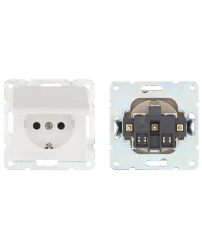 Розетка с з/к, шторками и крышкой, белый LK60 (863404-1). Розетка. Экопласт во Владивостоке