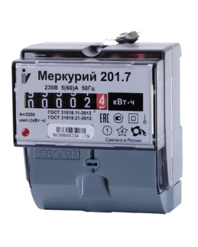 Меркурий 201.7 1ф 5-60А 1 класс точности, 1 тариф (00000032680). Счетчик электроэнергии. Инкотекс во Владивостоке